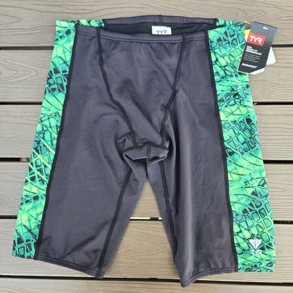 TYR  Durafast Elite P lexus Green/black Men's Boy's Swim Jammer Size 32 New